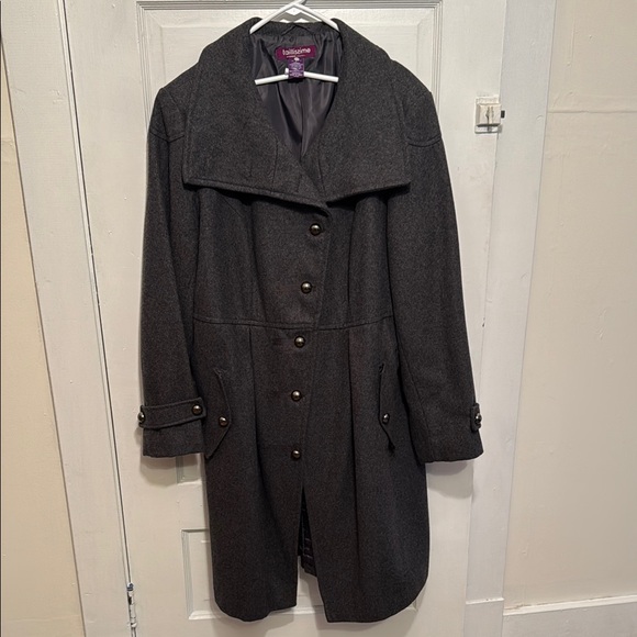 Tallissime Charcoal Military Inspired Wool Coat Size 18W - Picture 2 of 12